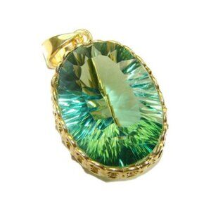 Green Amethyst - Prasolite 14K Gold .925 Sterling Silver handcrafted pendant